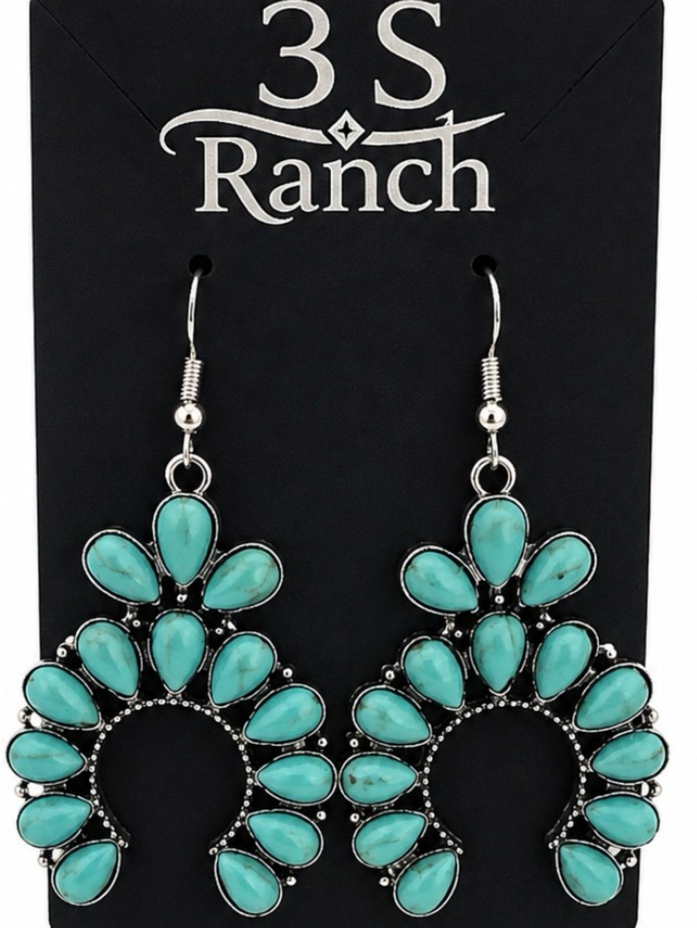 💲3S Ranch “La Nella” Turquoise Teardrop Cluster Earrings NWT